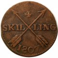 Швеция 1/4 скиллинга 1807 год