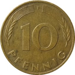 ФРГ 10 пфеннигов 1989 год (F)