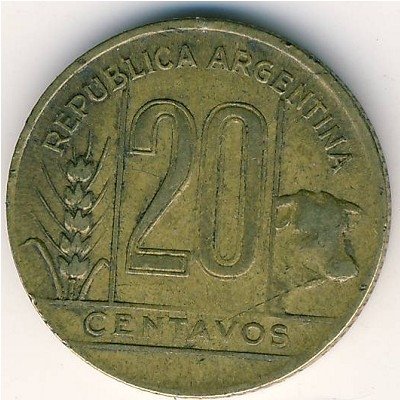 Аргентина 20 сентаво 1944 год