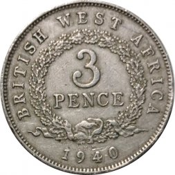 Британская Западная Африка 3 пенса 1940 год (KN)