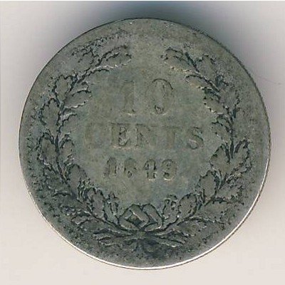 Нидерланды 10 центов 1849 год