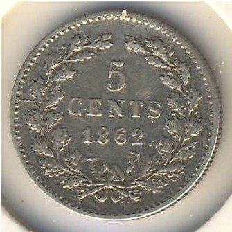 Нидерланды 5 центов 1862 год
