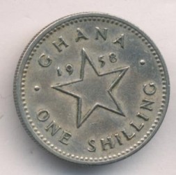 Монета Гана 1 шиллинг 1958 год