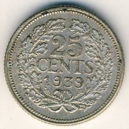 Нидерланды 25 центов 1939 год