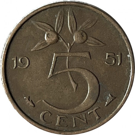 Нидерланды 5 центов 1951 год