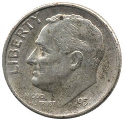 США 1 дайм (10 центов) 1951 год - Рузвельт (S)