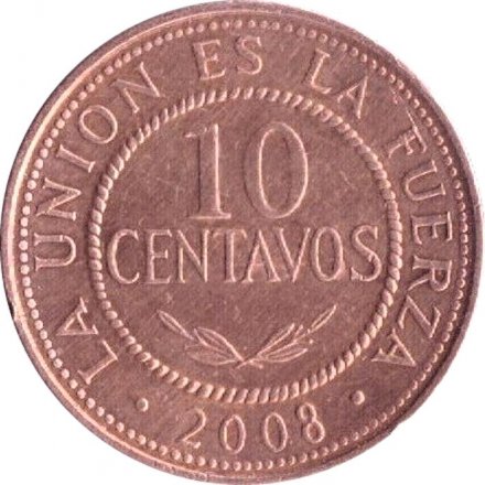 Боливия 10 сентаво 2008 год
