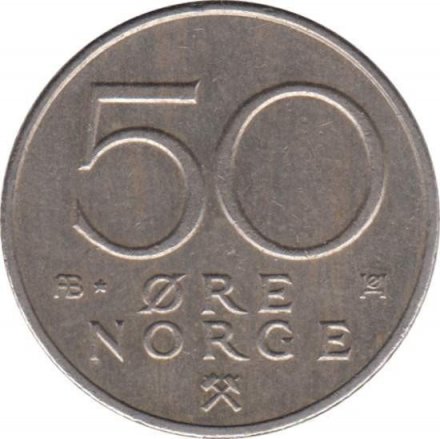 Норвегия 50 эре 1980 год - Король Улаф V (AB*)