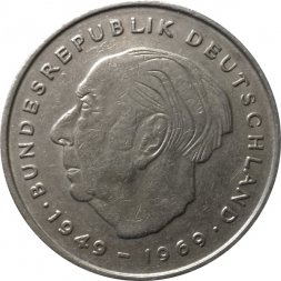ФРГ 2 марки 1972 год - Теодор Хойс. 20 лет Федеративной Республике (1949-1969) (D)