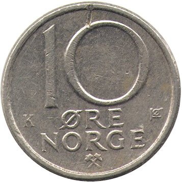 Норвегия 10 эре 1982 год - Король Улаф V