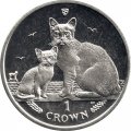 Остров Мэн 1 крона 2008 год - Кошка Бурмилла (Медь-Никель)