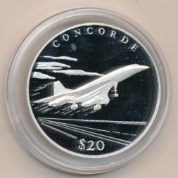 Либерия 20 долларов 2000 год
