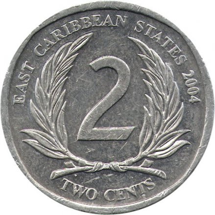 Восточные Карибы 2 цента 2004 год