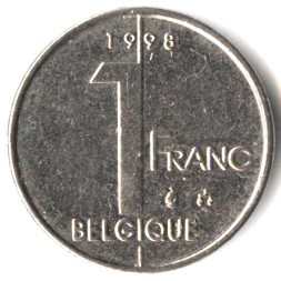 Бельгия 1 франк 1998 год BELGIQUE