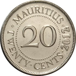 Маврикий 20 центов 2012 год