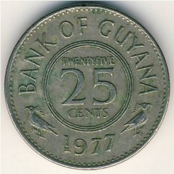 Гайана 25 центов 1977 год