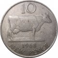 Гернси 10 новых пенсов 1968 год - Корова