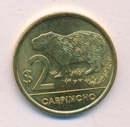 Монета Уругвай 2 песо 2012 год - Капибара