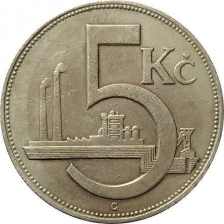 Чехословакия 5 крон 1927 год