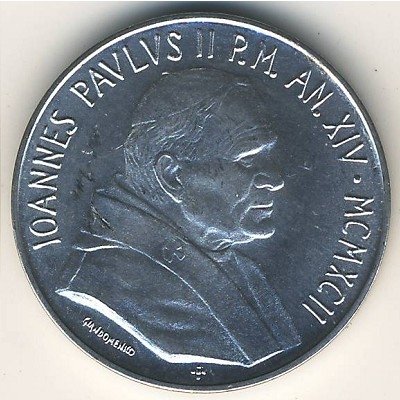 Ватикан 10 лир 1992 год
