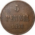 Финляндия 5 пенни 1898 год - Николай II - F