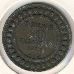 Тунис 10 сантимов 1907 год