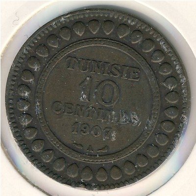 Тунис 10 сантимов 1907 год