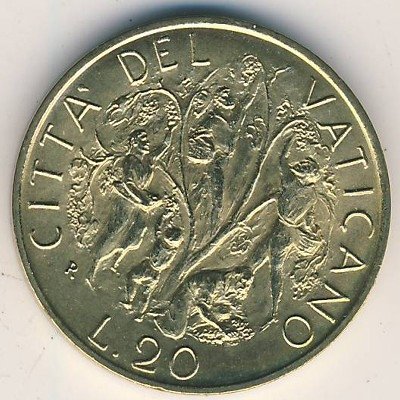 Ватикан 20 лир 1989 год