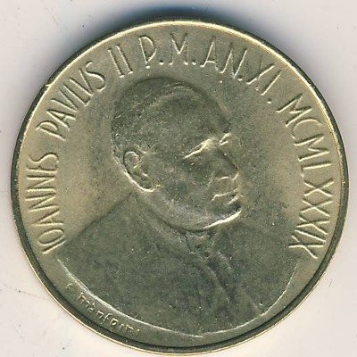 Ватикан 20 лир 1989 год