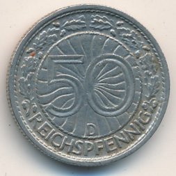 Веймарская республика 50 рейхспфеннигов 1931 год