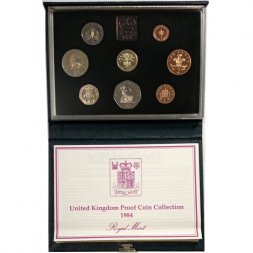 Набор из 8 монет и жетона Великобритания 1984 год (жесткий, в планшете) proof