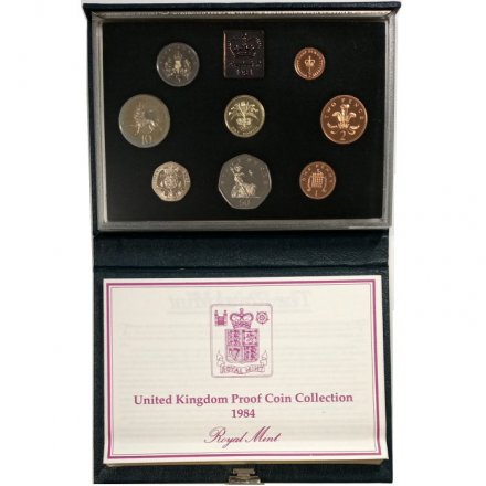 Набор из 8 монет и жетона Великобритания 1984 год (жесткий, в планшете) proof