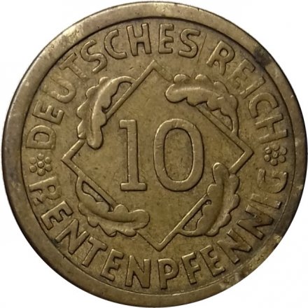 Веймарская республика 10 рентенпфеннигов 1924 год (A)