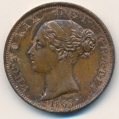 Великобритания 1/2 пенни 1853 год