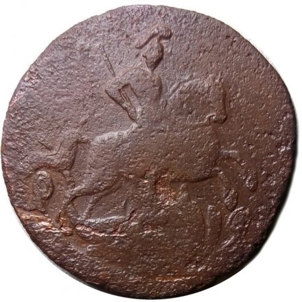 2 копейки 1757 год (номинал под Св. Георгием, гурт сетчатый) Елизавета Петровна (1741-1762) - F