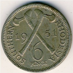 Южная Родезия 6 пенсов 1951 год - Георг VI