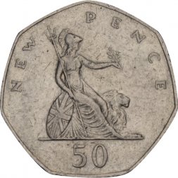Великобритания 50 новых пенсов 1980 год