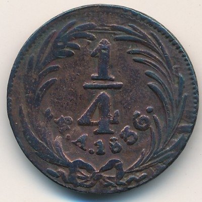 Мексика 1/4 реала 1836 год
