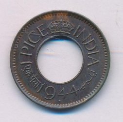 Британская Индия 1 пайса 1944 год (Бомбей)