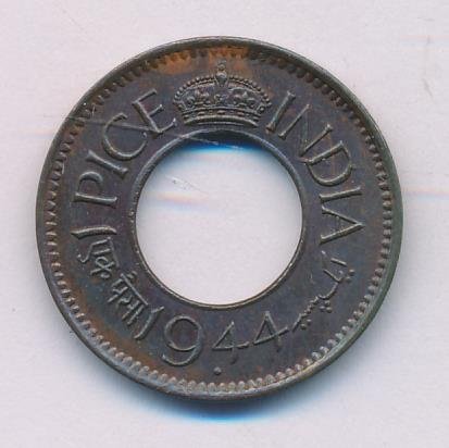 Британская Индия 1 пайса 1944 год (Бомбей)