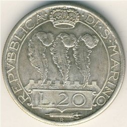 Сан-Марино 20 лир 1935 год