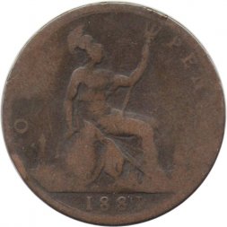 Великобритания 1 пенни 1881 (без отметки монетного двора, бронза (коричневый цвет)