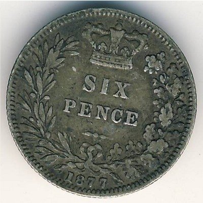 Великобритания 6 пенсов 1877 год