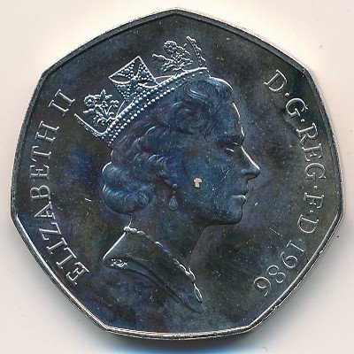 Великобритания 50 пенсов 1986 год