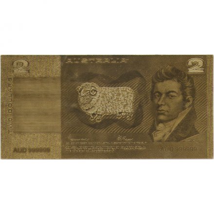 Сувенирная банкнота Австралия 2 доллара (золотые) - UNC