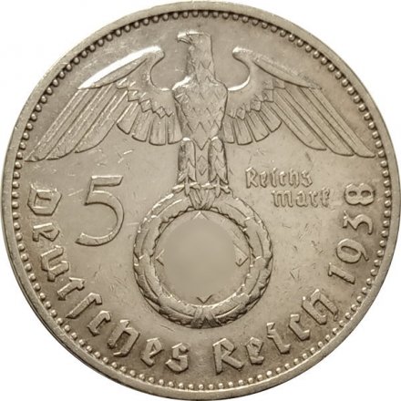 Третий Рейх 5 рейхсмарок 1938 год (F)