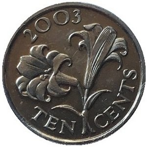 Бермудские острова 10 центов 2003 год - Бермудская лилия