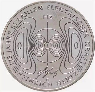 Германия 10 евро 2013 год - 125 лет электротоку. Генрих Герц