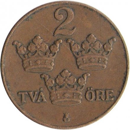 Швеция 2 эре 1934 год - Король Густав V