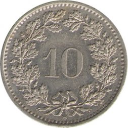 Швейцария 10 раппенов 1992 год